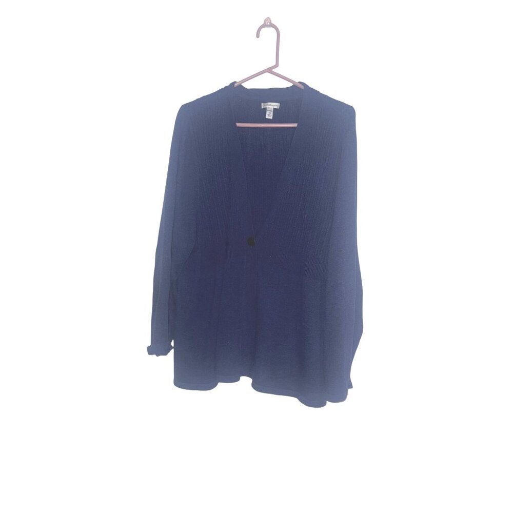 Navy Blue Womens Plus Size Cardigan Soft Knit Open Front